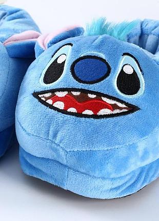 М'які домашні чоловічі тапочки блакитні, тапки-лапки стіч для кигуруми закриті плюшеві