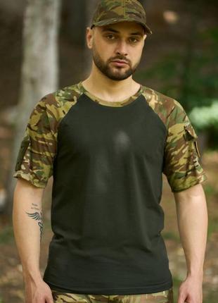 Футболка армейская тактическая зсу, футболка sleeve военная с коротким рукавом летняя хаки /мультикам