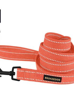 Светоотражающий брезентовый поводок для собак bronzedog сotton 2 м стандарт оранжевый4 фото
