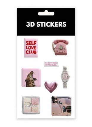 3d стікери "pink lover " набір 8 стікерів