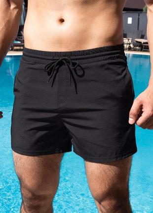 Короткие мужские шорты пляжные для купания и плавания  pobedov pool day черные2 фото