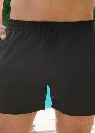 Короткие мужские шорты пляжные для купания и плавания  pobedov pool day черные3 фото