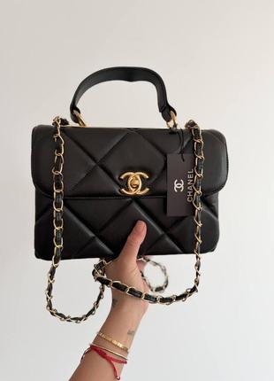 Сумка женская в стиле chanel black / gold