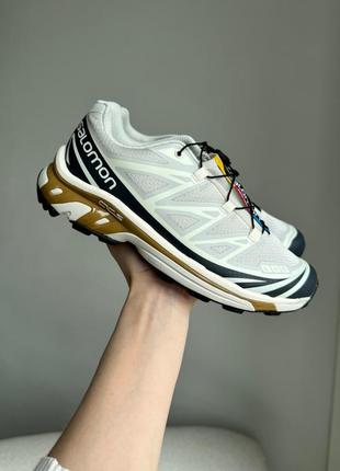 Топовые унисекс кроссовки salomon s/lab xt-6 beige/blue/gold