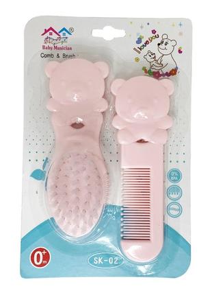 Набор детский расческа и щетка мишка mgz-0711(pink лучшая цена на pokuponline