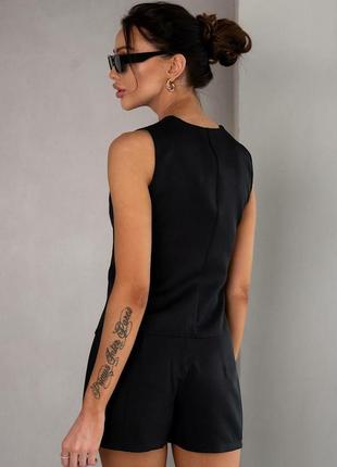 Костюм жилетка безрукавка жилет спідниця міді юбка коротка комплект стильний базовий трендовий чорний коричневий3 фото