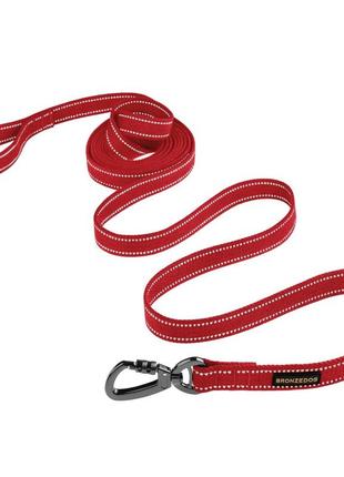 Світловідбивний брезентовий повідець для собак червоний 2 м, 3 м, 5 м2 фото