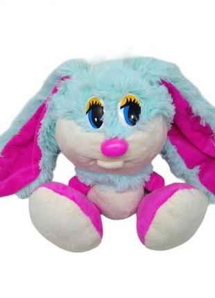 М'яка іграшка "зайка-коротушка", 30 см, рожевий із блакитним