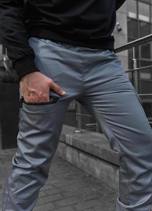 Чоловічі штани intruder grid джогери коттонові штани з кишенями весна-осінь сірі5 фото