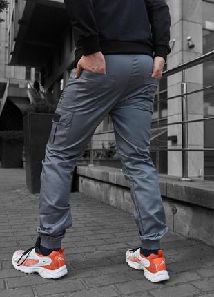 Чоловічі штани intruder grid джогери коттонові штани з кишенями весна-осінь сірі4 фото