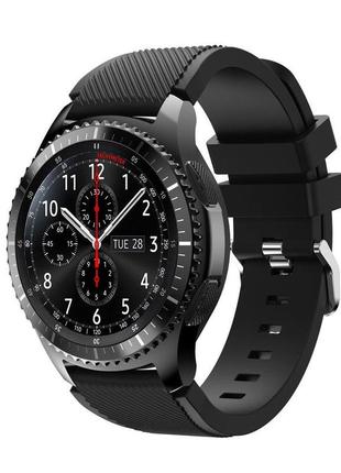 Ремешок для samsung gear s3 / samsung galaxy watch 46mm silver - черный / силикон / 22mm