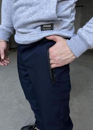 Мужские брюки softshell 'basic' теплые штаны на микрофлисе с карманами и на манжетах софтшелл синие8 фото