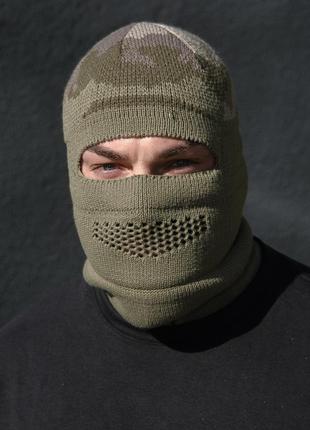 Шапка зимняя шерстяная тактическая, армейская шапка унисекс зеленая4 фото