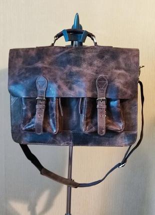 Шкіряна сумка-месенджер ручної роботи