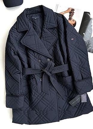 Стьобане пальто тренч із поясом розмір l-xl оверсайз tommy hilfiger томмі хілфігер оригінал