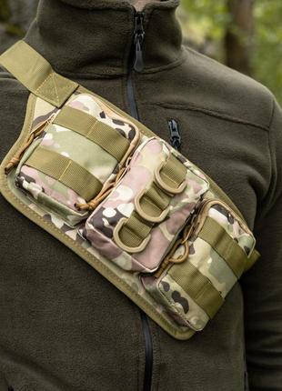 Тактическая сумка на пояс с системой molle поясная сумка belt армейская камуфляж светлый 35х16х5 см