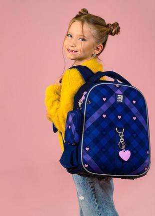 Рюкзак шкільний каркасний kite education check and hearts k24-555s-1