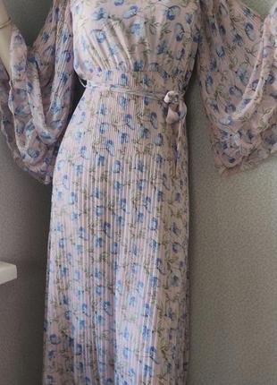 Плаття італія плісе максі в квітковий принт платье длинное в пол вечернее10 фото