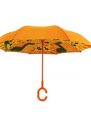 Детский зонт наоборот up-brella dinosaur world-orange4 фото