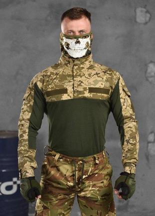Тактическая рубашка убакс под бронежилет пиксель, боевая рубашка ubacs stalker с липучками6 фото