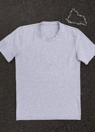 Мужская летняя базовая футболка на лето хлопок однотонная повседневная серая4 фото