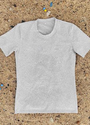 Мужская летняя базовая футболка на лето хлопок однотонная повседневная серая6 фото