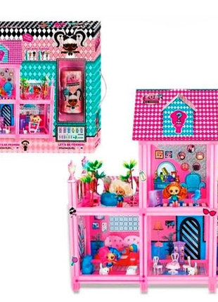 Іграшковий будиночок "lol" ляльковий будинок «lol» зі світловими ефектами з ляльками та меблями в коробці