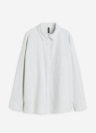 H&m хлопковая оксфордская рубашка в мелкую полоску м2 фото