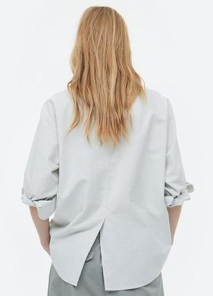 H&m хлопковая оксфордская рубашка в мелкую полоску м5 фото