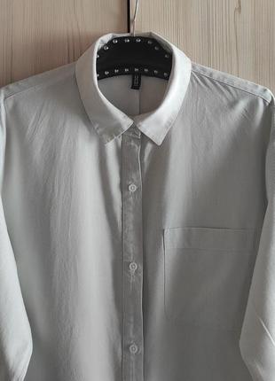 H&m хлопковая оксфордская рубашка в мелкую полоску м8 фото
