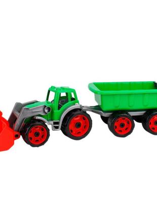 Игрушечный трактор с ковшом и прицепом 3688txk 2 цвета зеленый , лучшая цена
