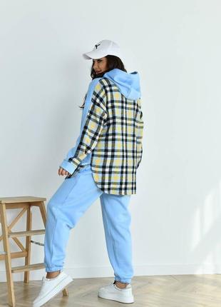 Спортивный костюм со вставками из клетки с кашемиром на флисе