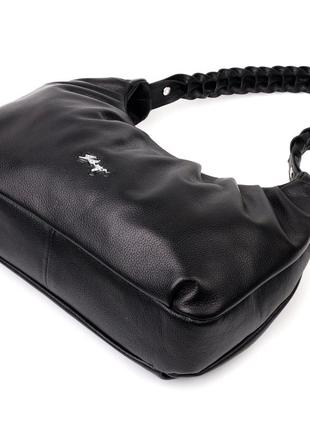 Качественная женская сумка багет karya 20838 кожаная, черная4 фото