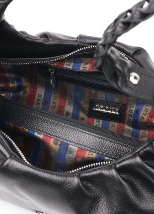 Качественная женская сумка багет karya 20838 кожаная, черная5 фото