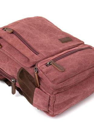 Рюкзак текстильний дорожній унісекс на два відділення vintage 20615 малиновий5 фото