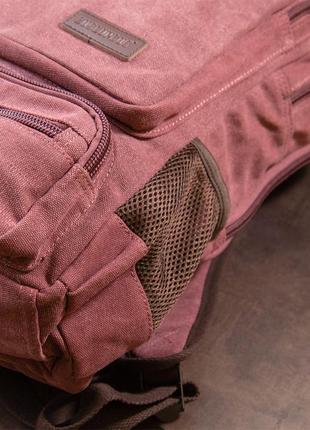 Рюкзак текстильний дорожній унісекс на два відділення vintage 20615 малиновий8 фото