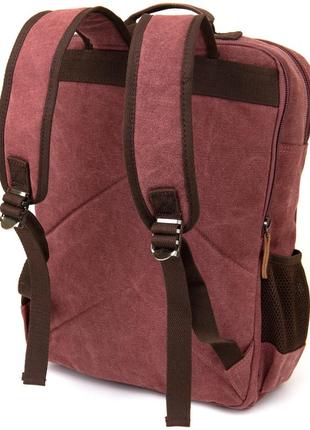 Рюкзак текстильний дорожній унісекс на два відділення vintage 20615 малиновий2 фото