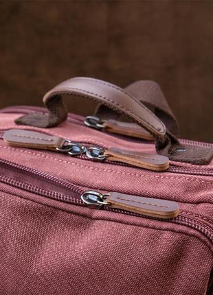 Рюкзак текстильний дорожній унісекс на два відділення vintage 20615 малиновий7 фото