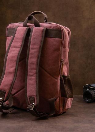 Рюкзак текстильний дорожній унісекс на два відділення vintage 20615 малиновий9 фото