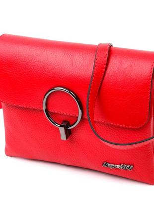 Удобная женская сумка на плечо karya 20857 кожаная красный