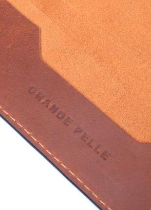 Цікава обкладинка на паспорт із вінтажної шкіри слава зсу grande pelle 16727 світло-коричнева4 фото