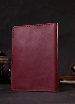 Отличная кожаная обложка на паспорт grande pelle 16794 бордовый6 фото