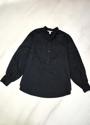 Н&м стильна чорна  сорочка льон котон