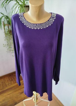 ‼️батал‼️женская одежда/ зимняя вязаная кофта свитер фиолетовый 💜 58/60/4xl размер