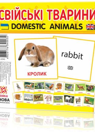 Розвивальні картки домашні тварини 110х110 мм 65945 на укр./англ., найкраща ціна