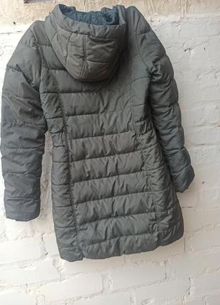 Теплая стеганая куртка пальто женское с капюшоном цвет хаки, north face