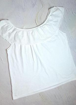 Стильная базовая белая блуза блузка с воланом papaya, размер 52 - 54