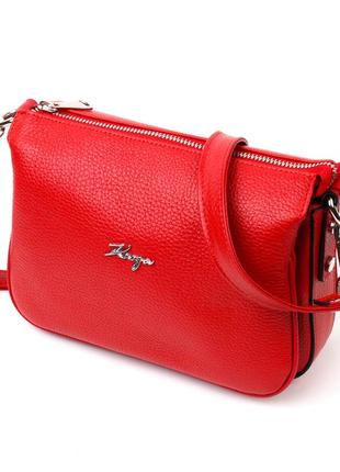 Яркая женская сумка на плечо karya 20845 кожаная,  красная