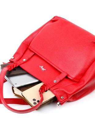 Яскрава та містка жіноча сумка з ручками karya 20880 шкіряна червоний7 фото