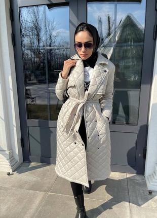 Знижка 😍 пальто плащ тренч стьобаний на силіконі осінь тепла зима